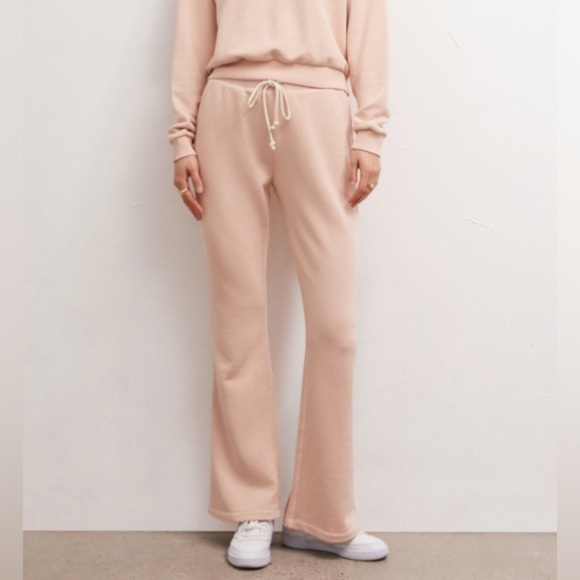 Z Supply Shane Pink Flare Sweatpants M Cozy Lounge Pants French Terry NEW